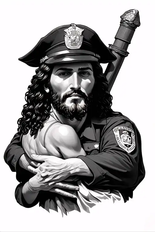 Jesus Hugging Police Officer