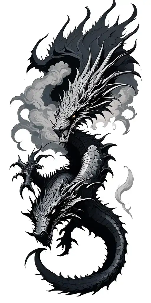 Knight Killing Dragon Clouds Storm