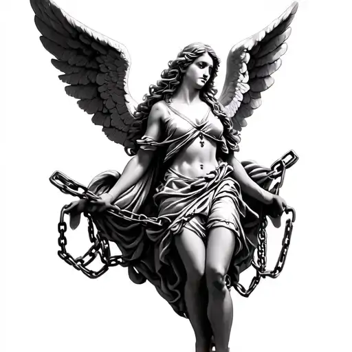 Angel Realistic Depiction With Chains