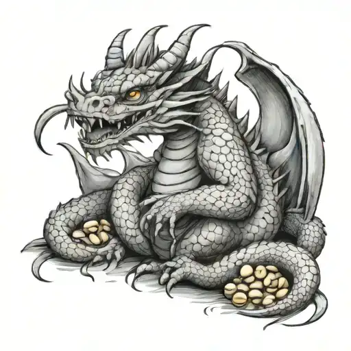 Dragon Sitting On Sack Of Nuts