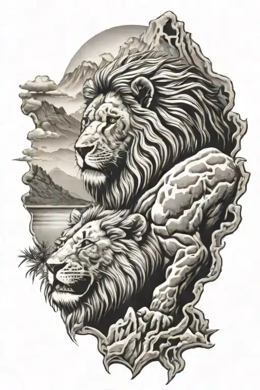Lion And Moutain Back Ground