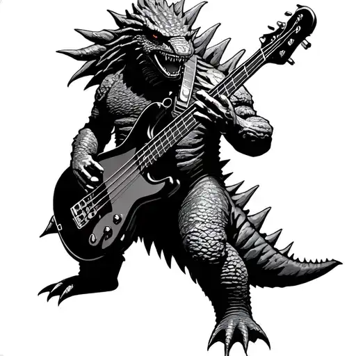 Godzilla Playing Bass Guitar