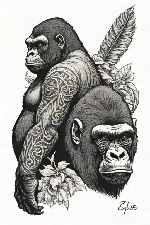 Penguin And Silver Back Gorilla