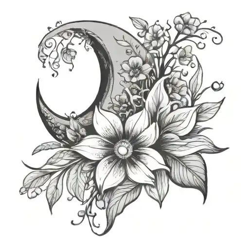 Moon And Flowers
