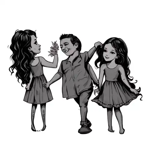 Dad And Two Daughters