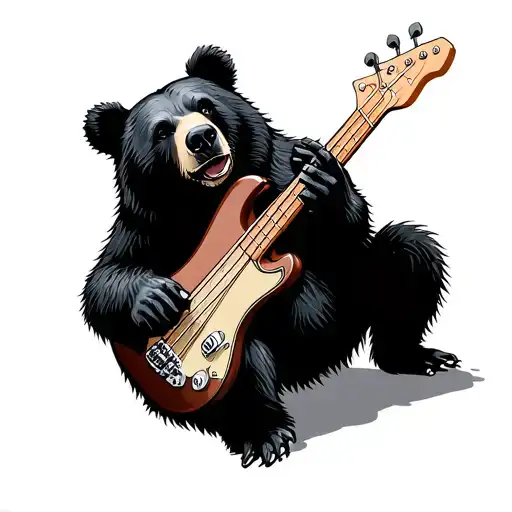 Black Bear Playing Bass Guitar