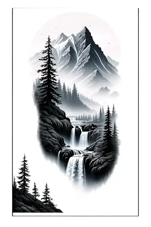 Waterfall Forest Mountain