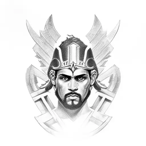 A Powerful Greek-puerto Rican Warrior Symbolizing Strength And Resilience