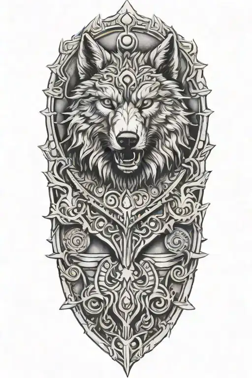 Stone Black Wolf On Armor
