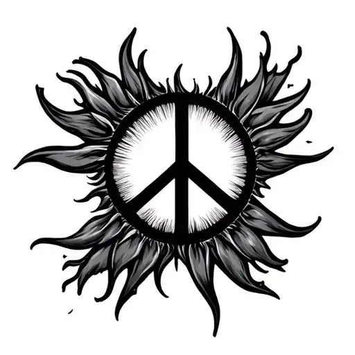 Peace Logo In Form Of Sun