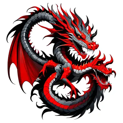 Red And Black Dragon