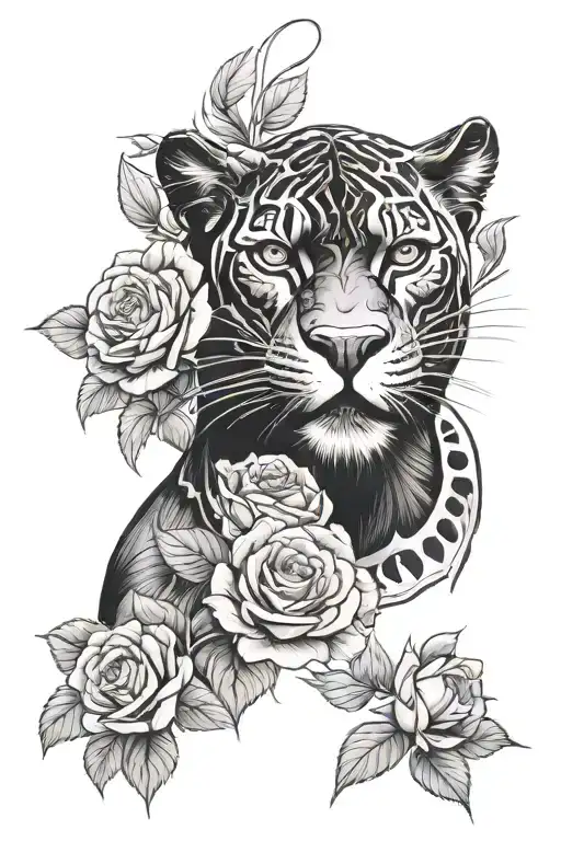 Black Panther With Roses