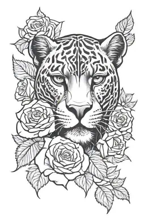 Black Panther With Roses