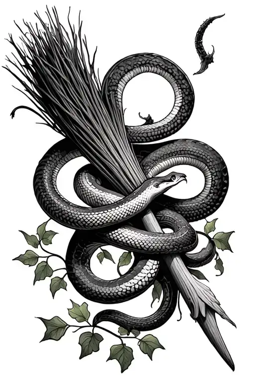 Whole Witches Broom With Snake And Poison Ivy Wrapped Around