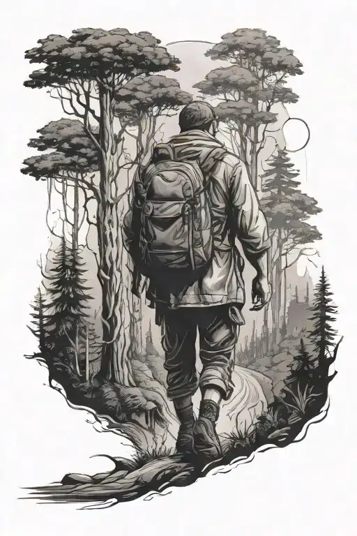 Man On A Journey With A Background Of The Forest And He Has Struggles To Overcome