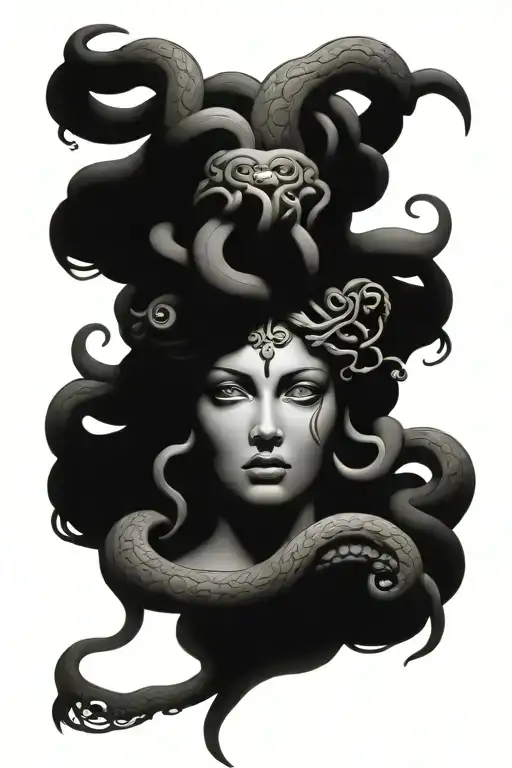 Beautiful Medusa Stone Head Surrounded