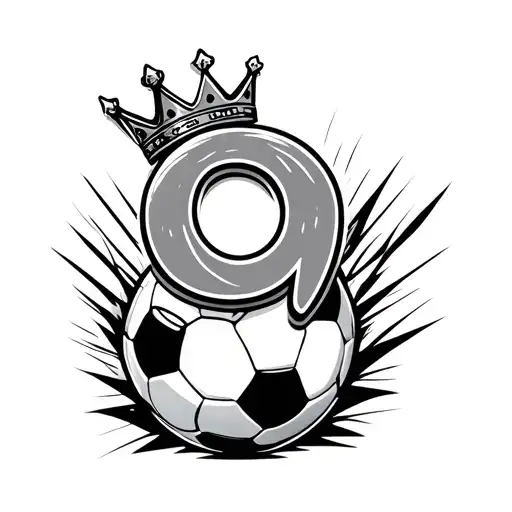 Number 9 With Soccer Ball With Crown