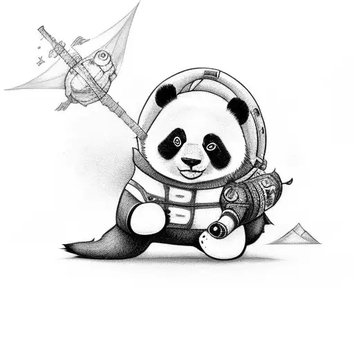 Cute Panda Explorer Like Teemo From League Of Legends Where Top Half Is Coming Out Of Wormhole