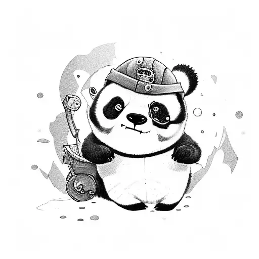 Cute Panda Explorer Like Teemo From League Of Legends Where Top Half Is Coming Out Of Wormhole