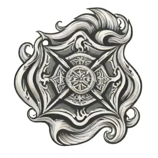 Firefighter Maltese Cross With Flames