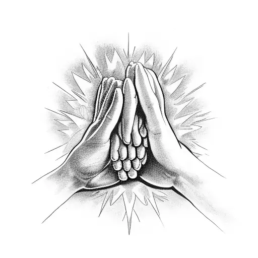 Praying Hands With Dove And Angels