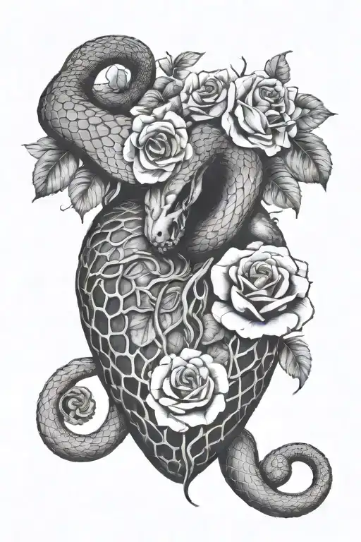 Snake Going Around Squeezing Human Heart With Roses