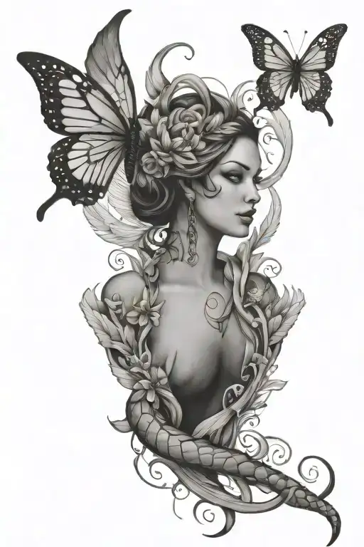 Goddess Snake Butterfly Wings