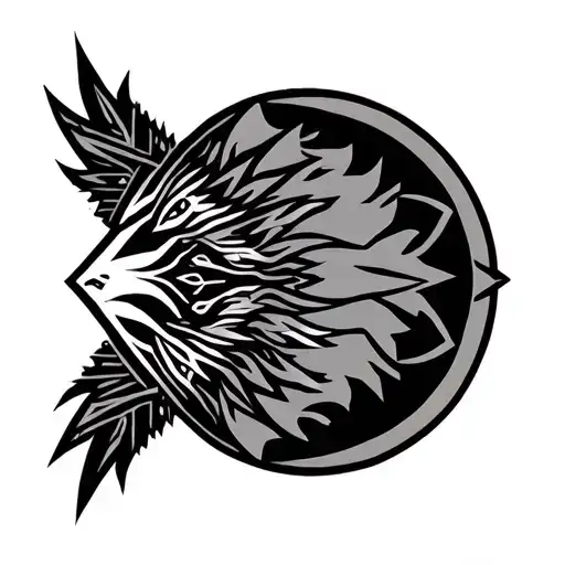 Nordic Geometric Line Art With Gods