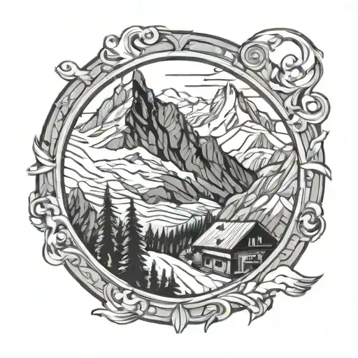 Swiss Alps Window Scene