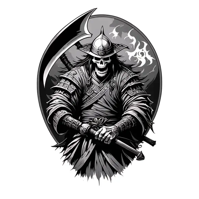 Dead Samurai Holding Scythe