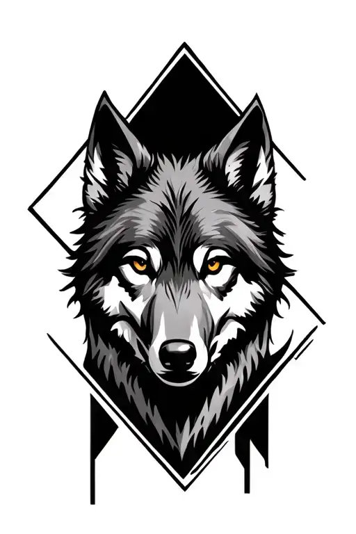 Wolf Face Design In A Diamond Shape