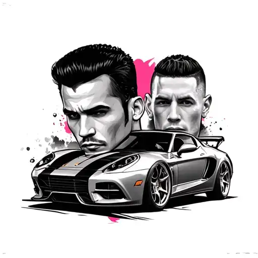 Chester Bennington With Freddie Mercury And A Sport Car