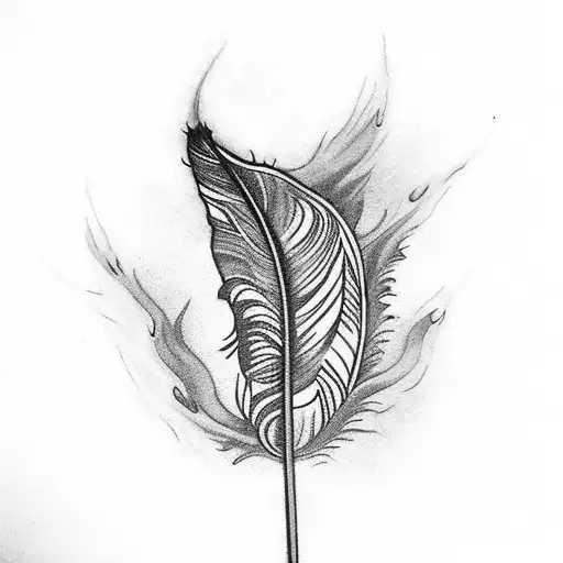 An Intricate Feather Made Entirely Of Flames