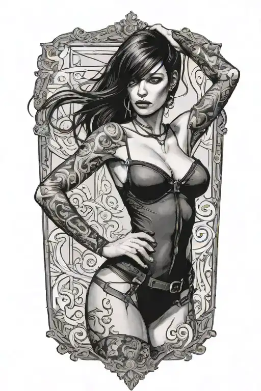 Sexy Woman In Bondage Underwear Standing Facing Left