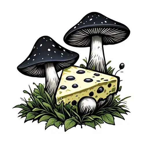 Cartoon Blue Cheese And Magic Mushrooms