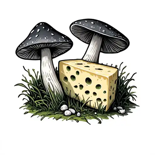 Cartoon Blue Cheese And Magic Mushrooms