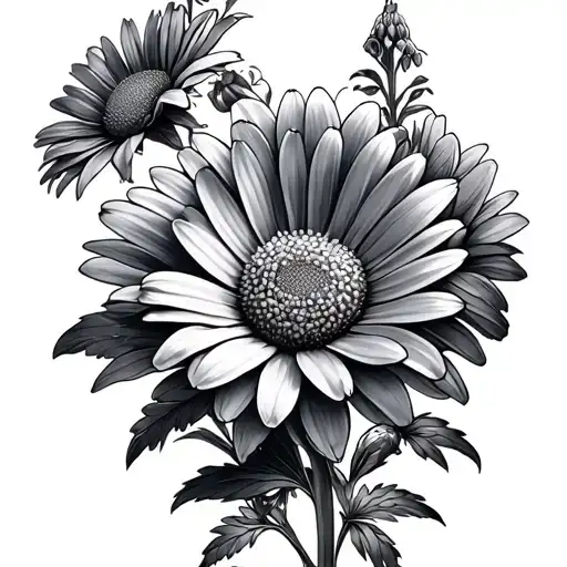 Daisy And Aster And Chrysanthemum And Larkspur