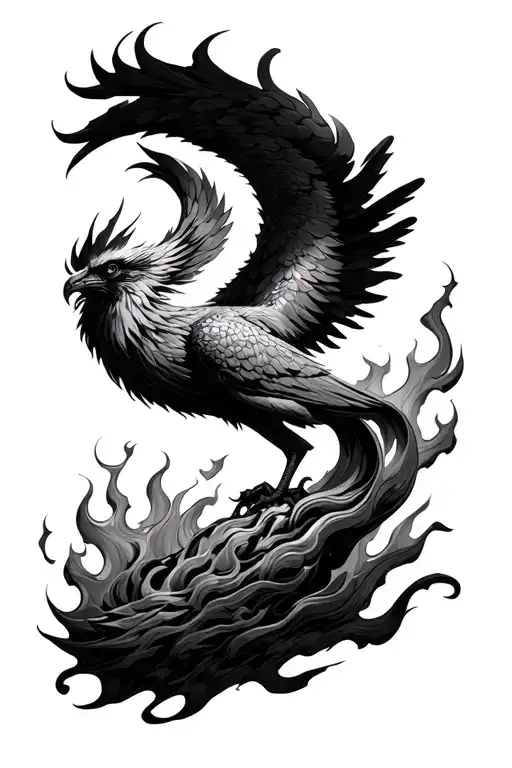 Phoenix Rising From Ashes Symbolizing Rebirth
