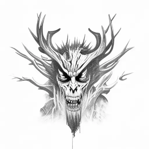 A Wendigo Lurking In The Mountains With Music Notes Floating Around It