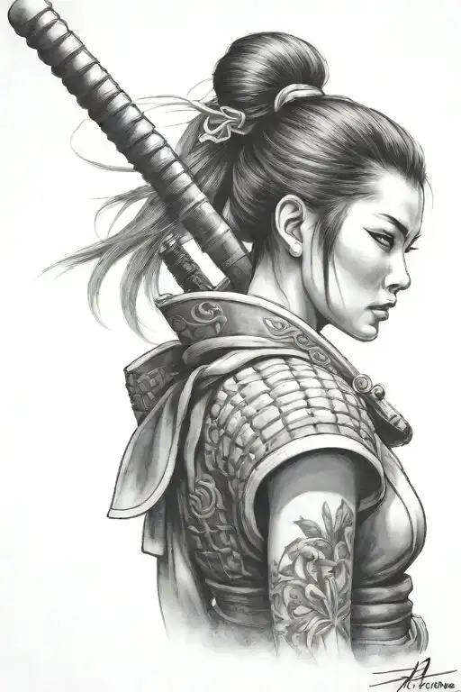 Samurai Girl Standing With Kamas