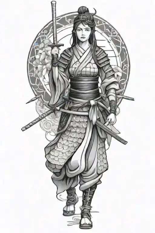 Woman Samurai Warrior Full Body