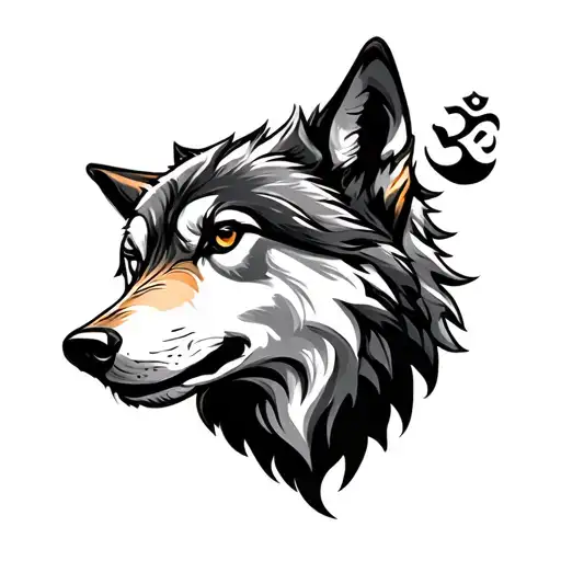 Wolf With Om Symbol