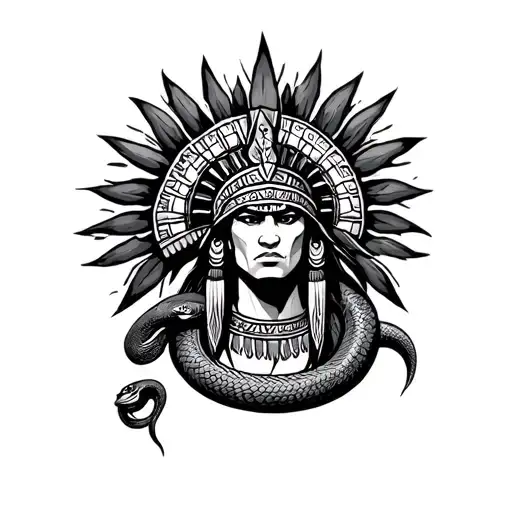 Aztec Warrior With Snake