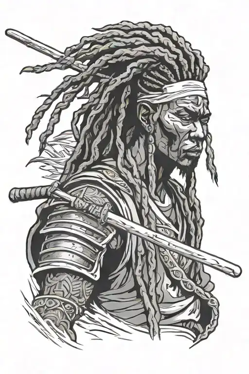African Samurai With Dreadlocks Mad