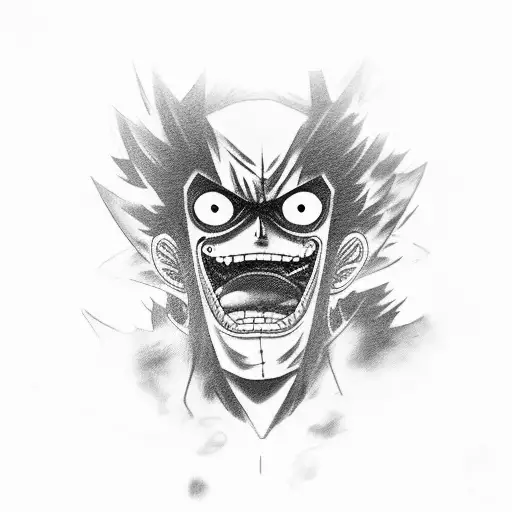 A Mesmerizing Black And Grey Portrait Of Luffy In Gear 5