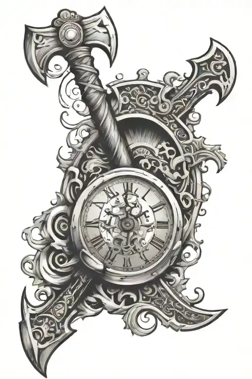 Viking Axe Smashing Roman Clock Face