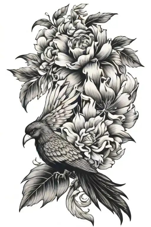 Floral With Hidden Phoenix