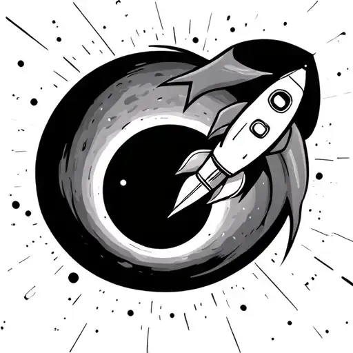 Black Hole With A Rocket Ship Flying Into It