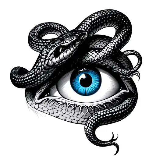 Blue Eye With Snake Around It And The Number 9 Inside The Eye