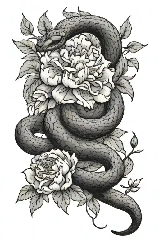 Snake And Peony